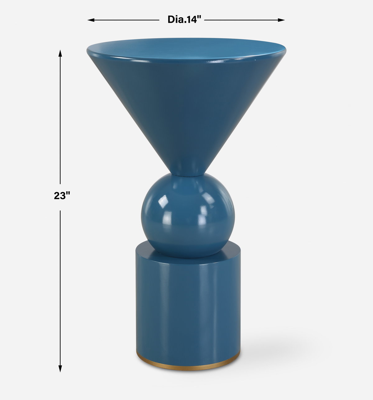Trig Blue Accent Table, Furniture by Uttermost, 14" width x 23" height x 14" depth View 3