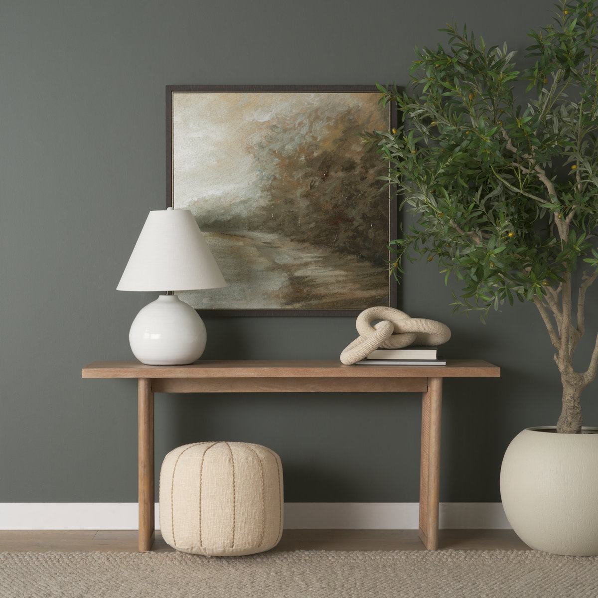 Sachi Beige with Stitching Pouf, Ottoman by Mercana, 18.25" length x 18.25" width x 18.25" height View 2