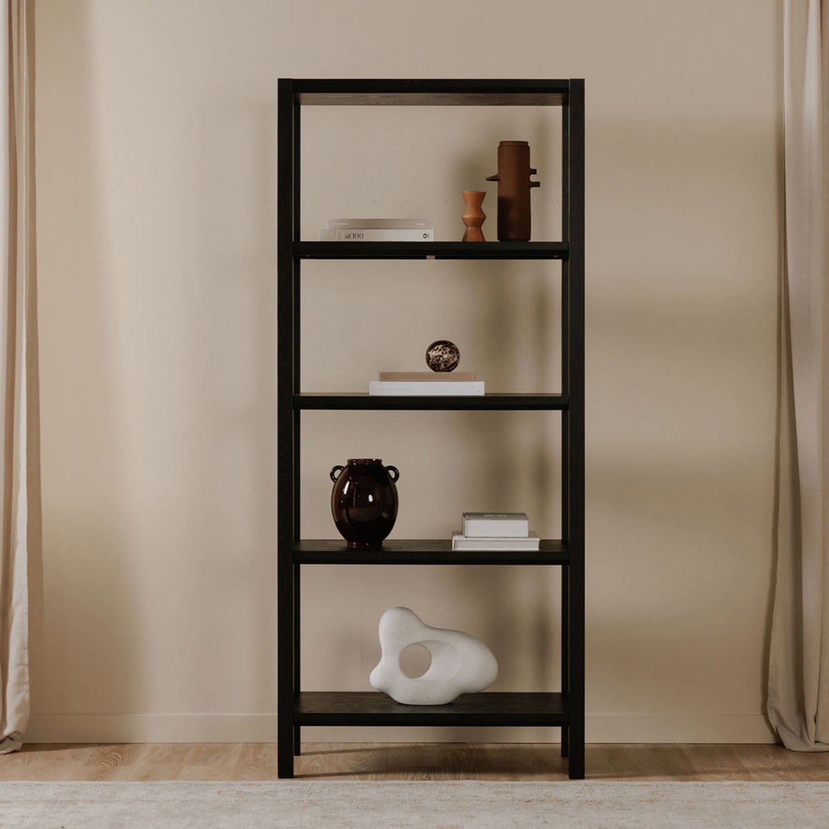 Nolan Bookcase Black, Shelving & Bookcase by Moe's Home, 35" width x 80" height x 17.5" depth View 4