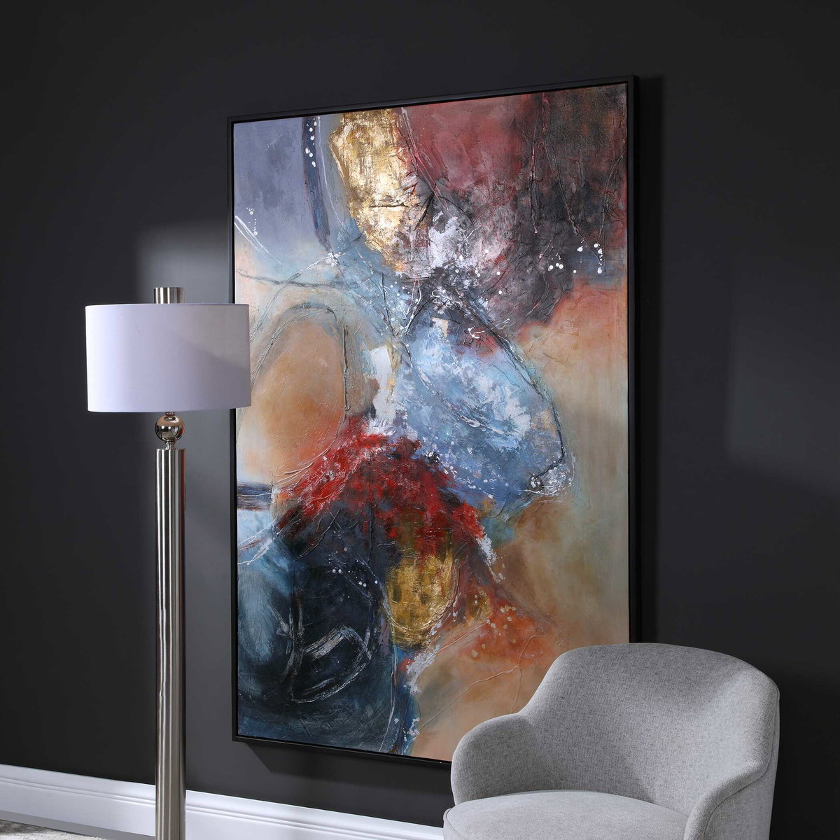 Summer Sunset Abstract Art, by Uttermost, 49.5" width x 73.5" height x 1.75" depth View 4