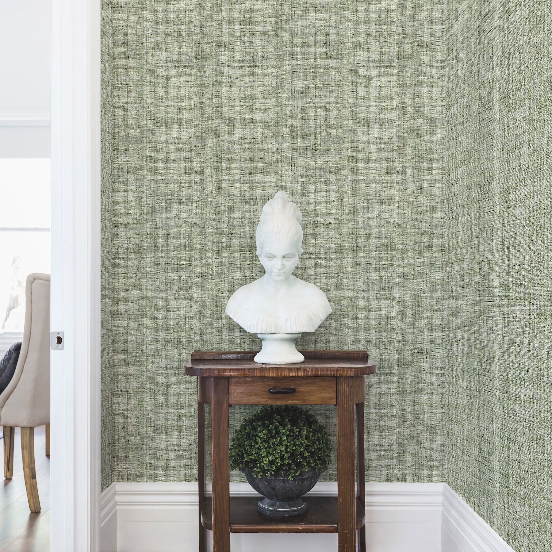Papyrus Weave Green Peel & Stick Wallpaper large image 
