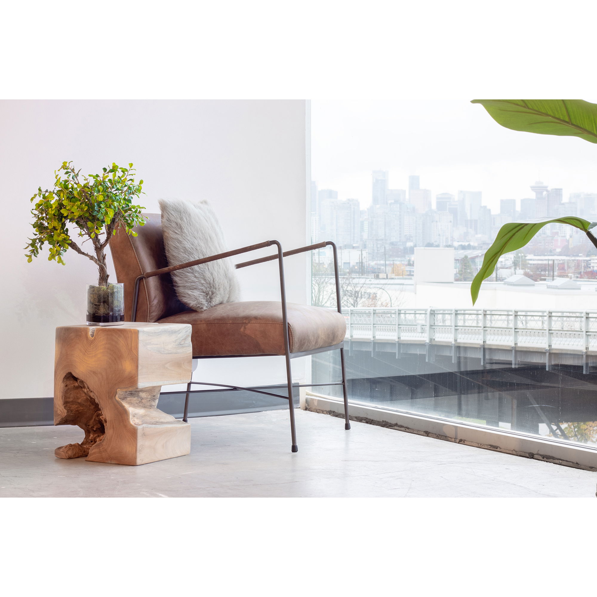 Dagwood Leather Armchair, Accent Chair by Moe's Home, 22" width x 30" height x 28" depth View 6