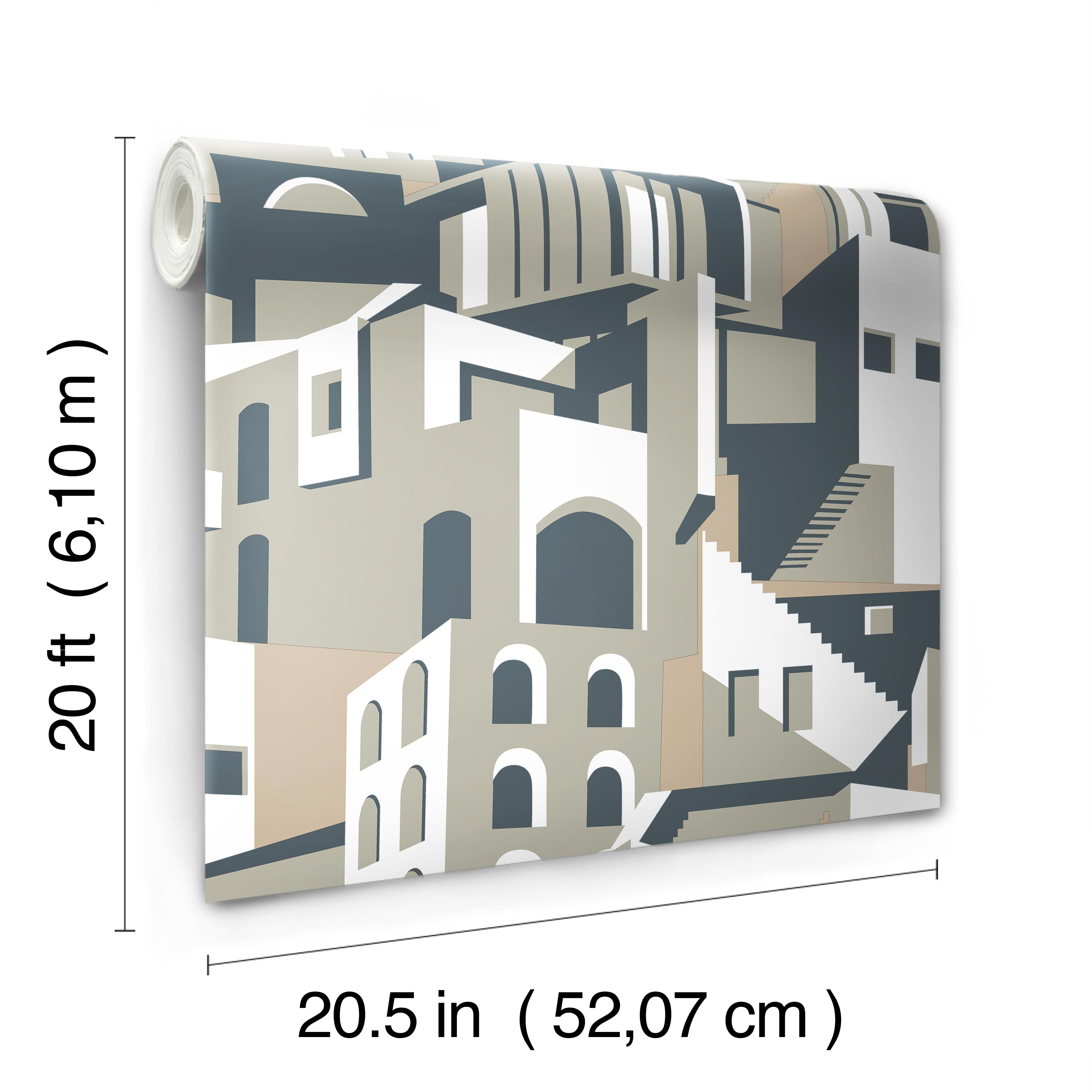 Architectural over Architectural Beige & Grey Peel & Stick Wallpaper large image 