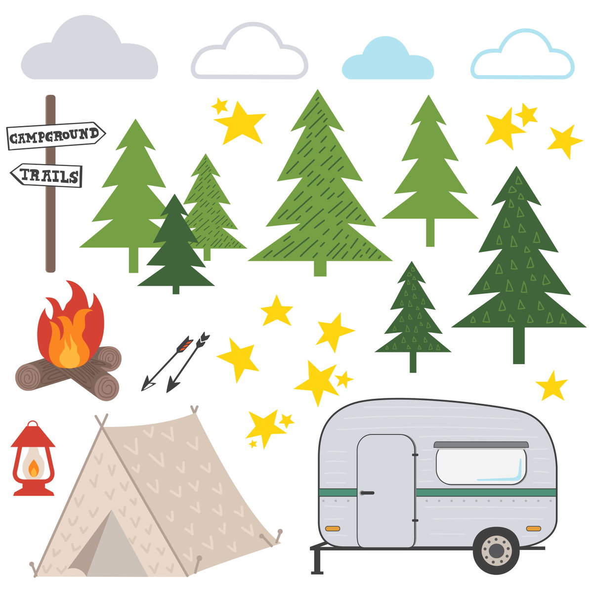 Camping Wall Decals, by York Wall, 1'4.8" length x 9" width x 1.31" depth
