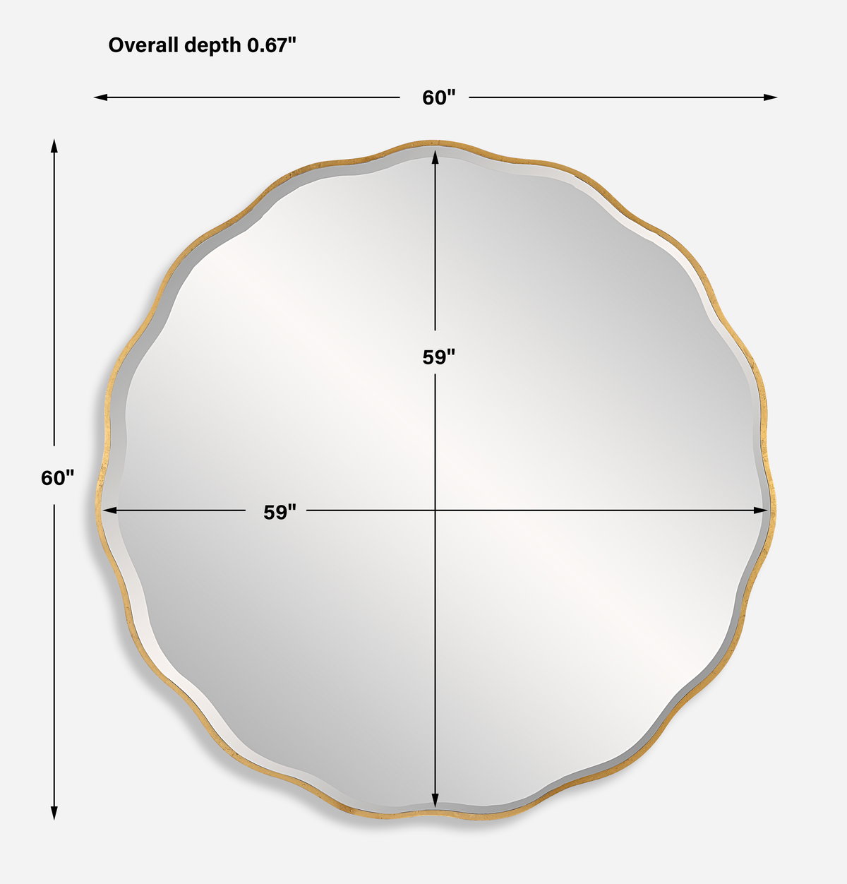 Aneta Large Gold Round Mirror, by Uttermost, 5' width x 5' height x 0.67" depth View 3