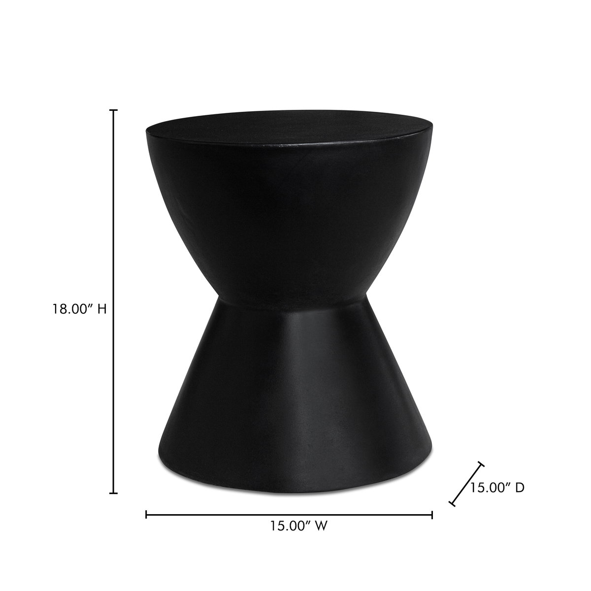Hourglass Outdoor Stool Black, Outdoor Chair by Moe's Home, 1'3" width x 1'6" height x 1'3" depth View 6