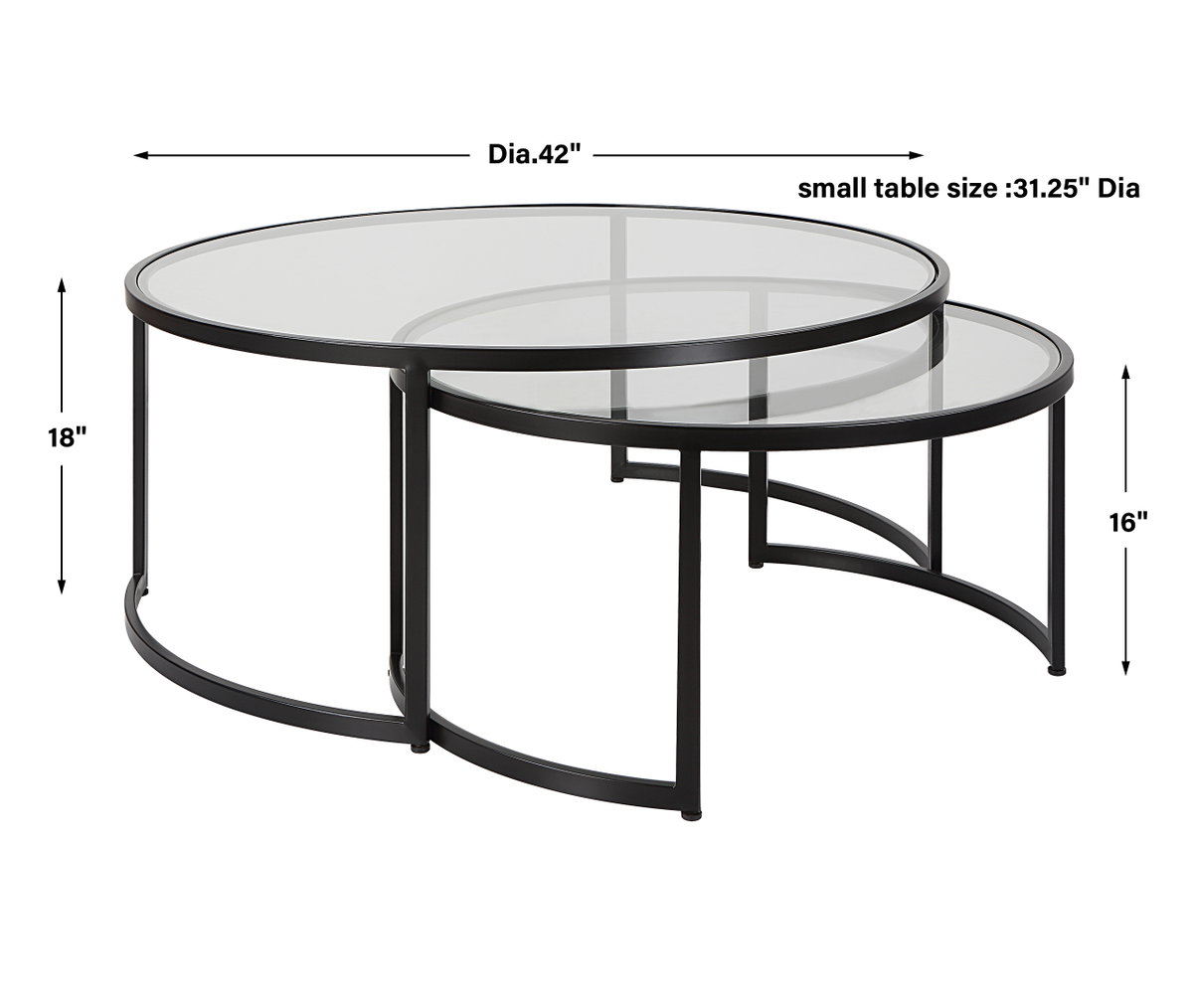 Rhea Black Nesting Coffee Tables Set/2, by Uttermost, 3'6" width x 1'6" height x 3'6" depth View 3