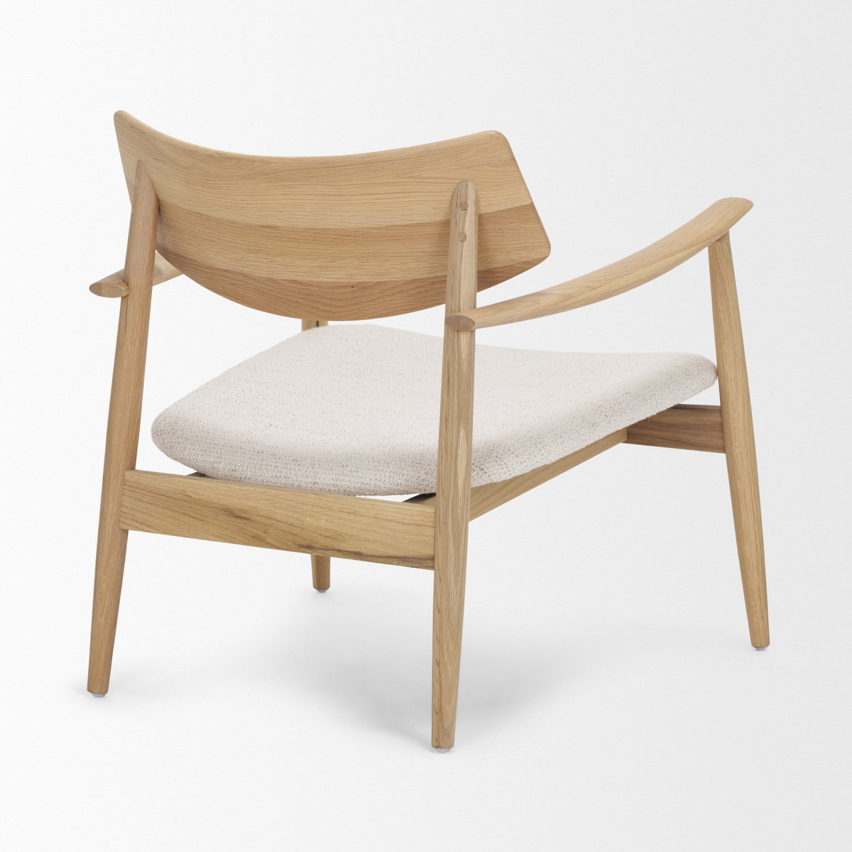 Haggen Light Brown Oak Wood with Cream Fabric Accent Chair, by Mercana, 27.56" length x 26.77" width x 28.35" height View 7