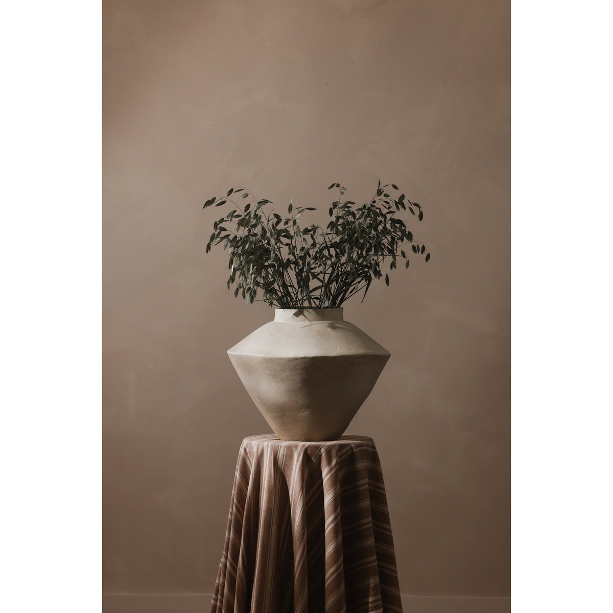 Raja Large Decorative Vessel Beige, Vase by Moe's Home, 18" width x 14" height x 18" depth View 6