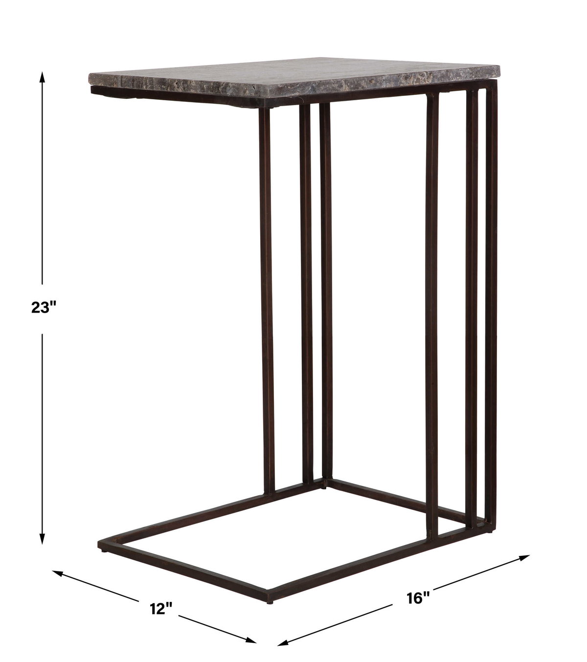Theodore Travertine Accent Table, Side & End Table by Uttermost, 16" width x 23" height x 12" depth View 3
