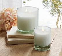 Online Designer Bedroom Hammered Glass Scented Candle, White Oak & Bergamot, Small, 3.25"x4" - Blush