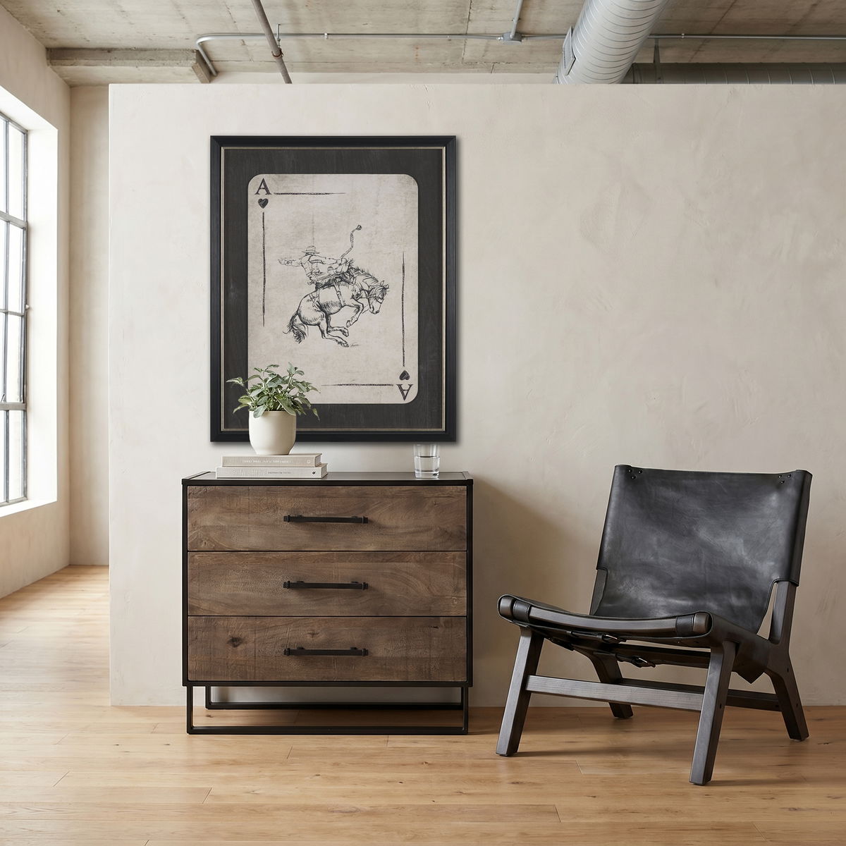 Alvin  Wood with Metal Framing Accent Cabinet, Cabinets & Chest by Mercana, 34.5" length x 21.5" width x 30" height View 3