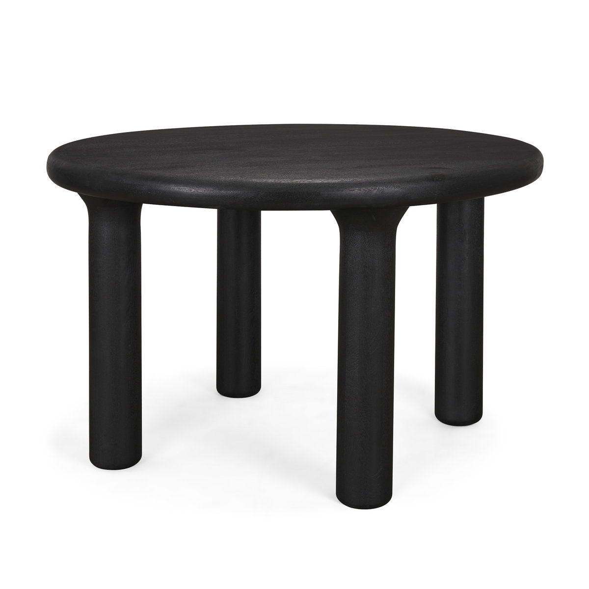 Soma Textured Black Mango Wood Round Dining Table, by Mercana, 48" length x 48" width x 30" height View 1