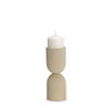 Qamra Short Beige Textured Metal Pillar Candle Holder, Candles & Candle Holder by Mercana, 3.5" length x 3.5" width x 9.25" height thumbnail 1