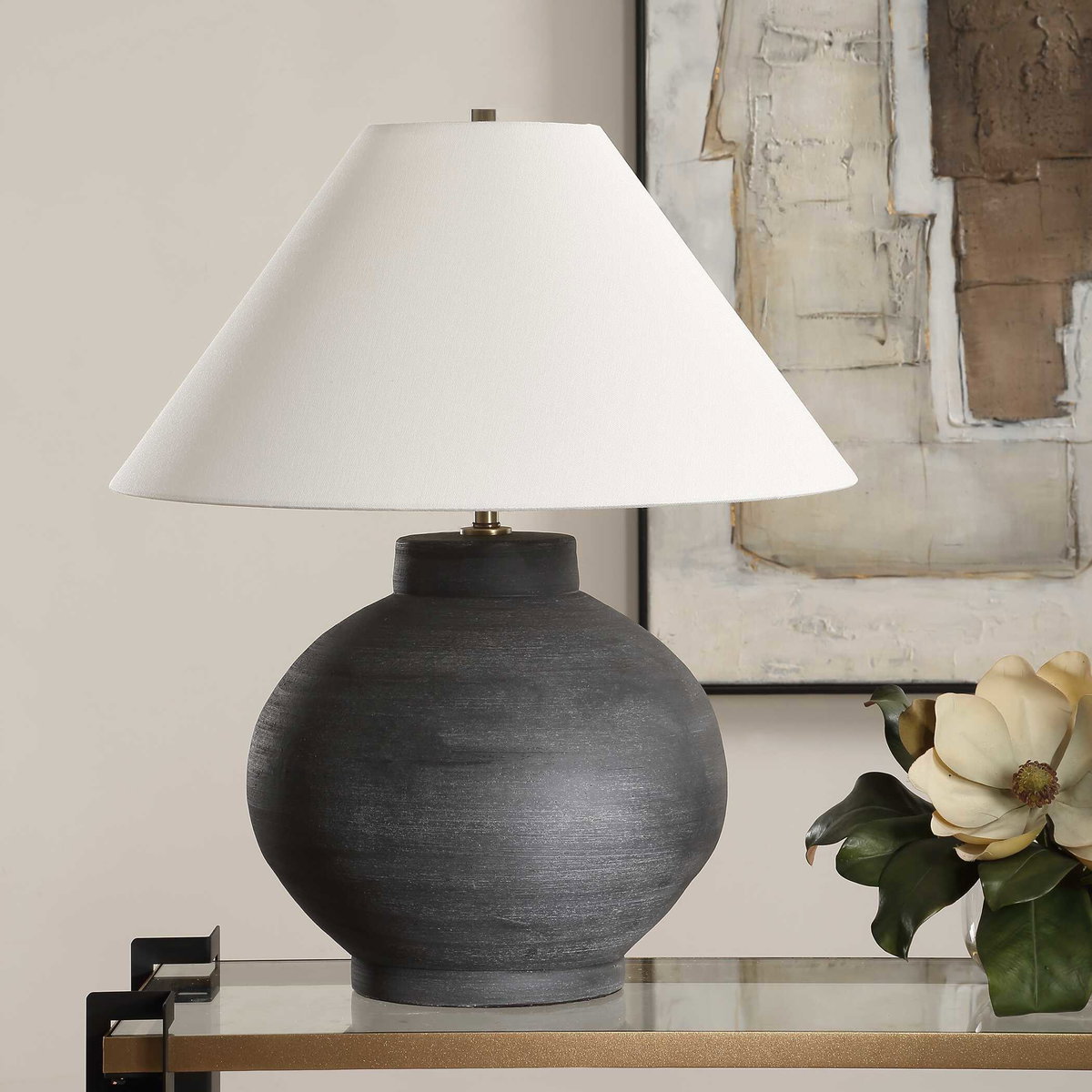 Tramore Rustic Charcoal Table Lamp, by Uttermost, 1'10" width x 2'1.5" height x 1'10" depth View 4