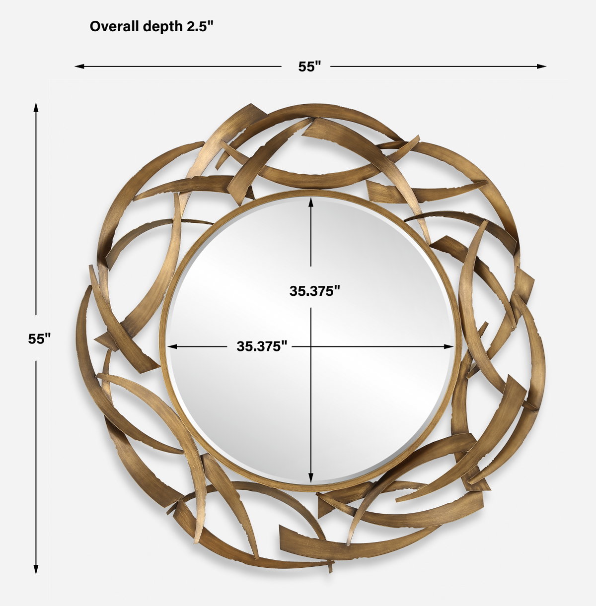 Cutting Edge Bronze Round Mirror, by Uttermost, 4'7" width x 4'7" height x 2.5" depth View 3