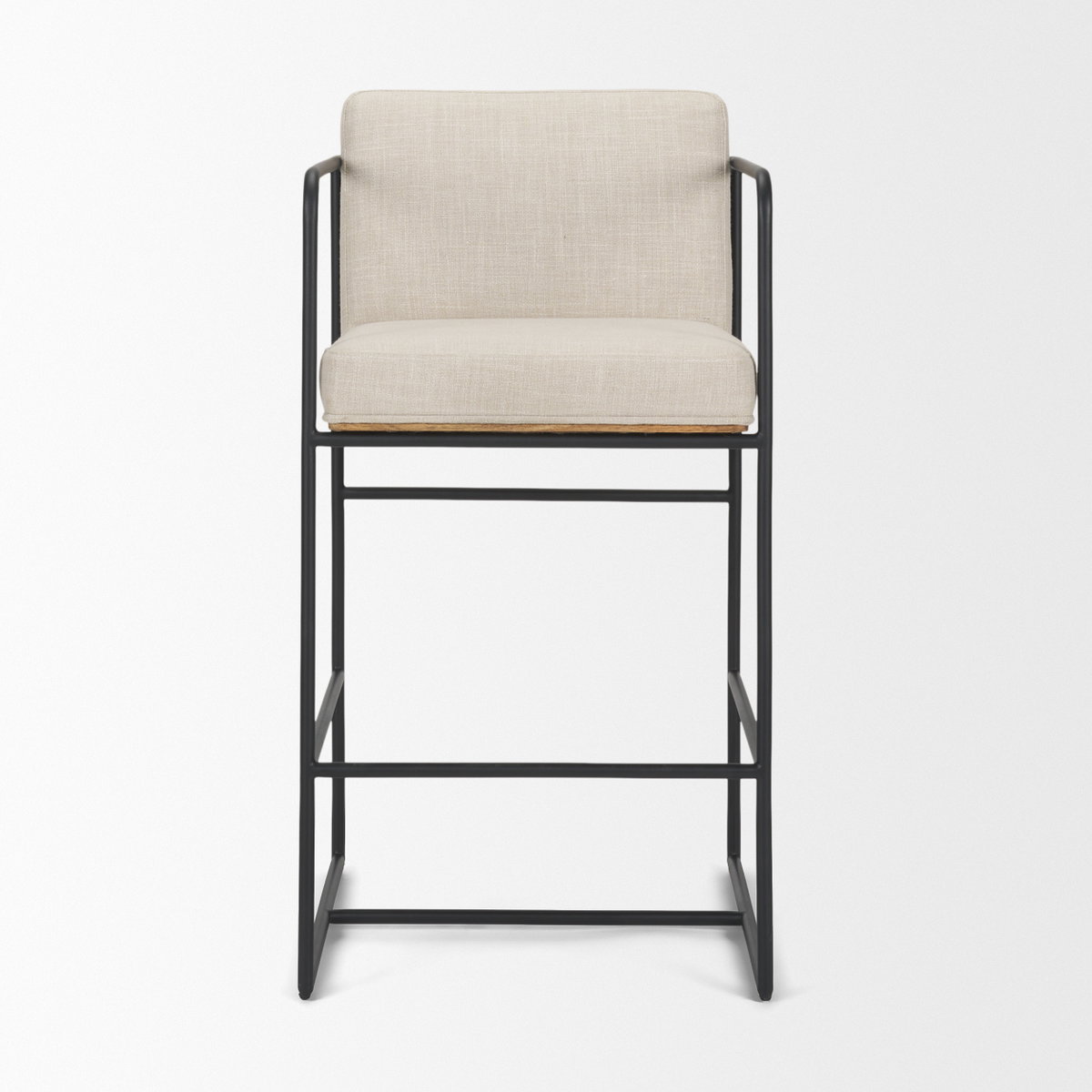 Stamford Backless 36.5in Seat Counter Stool | Beige Fabric with Metal, Counter & Bar Stool by Mercana, 18.7" length x 22.6" width x 36.5" height View 5