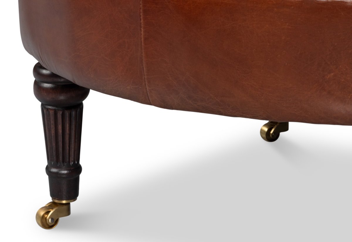 Bastian Armchair, Newark Brown Leather, Seating by Sarreid, 33" length x 33" width x 31" height View 6