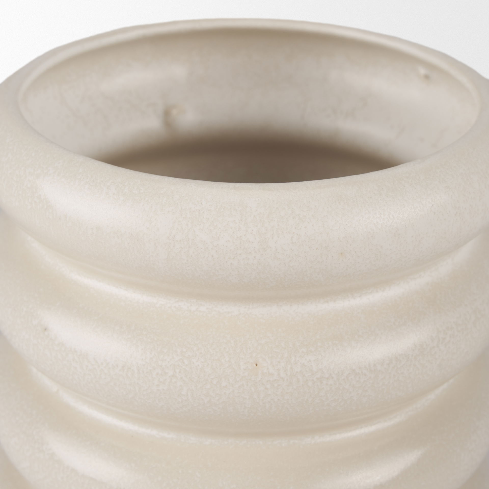 Twyla Tall Cream Glazed Ring Pot, Vase by Mercana, 7.09" length x 7.09" width x 6.69" height View 6