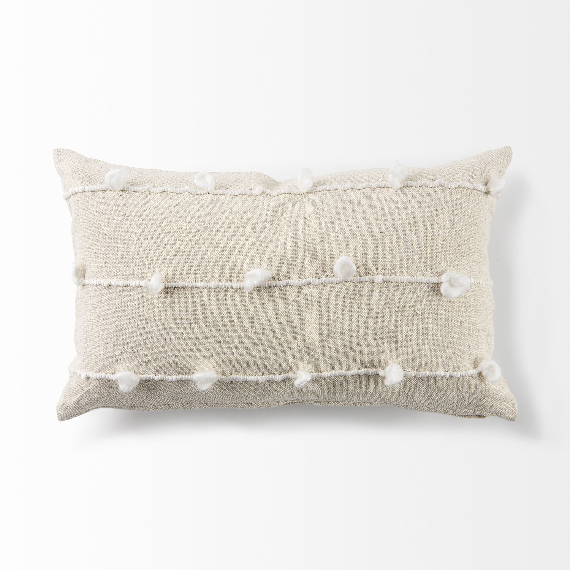 Erica 13 x 21 Cream With White Detail Decorative Pillow Cover large image 