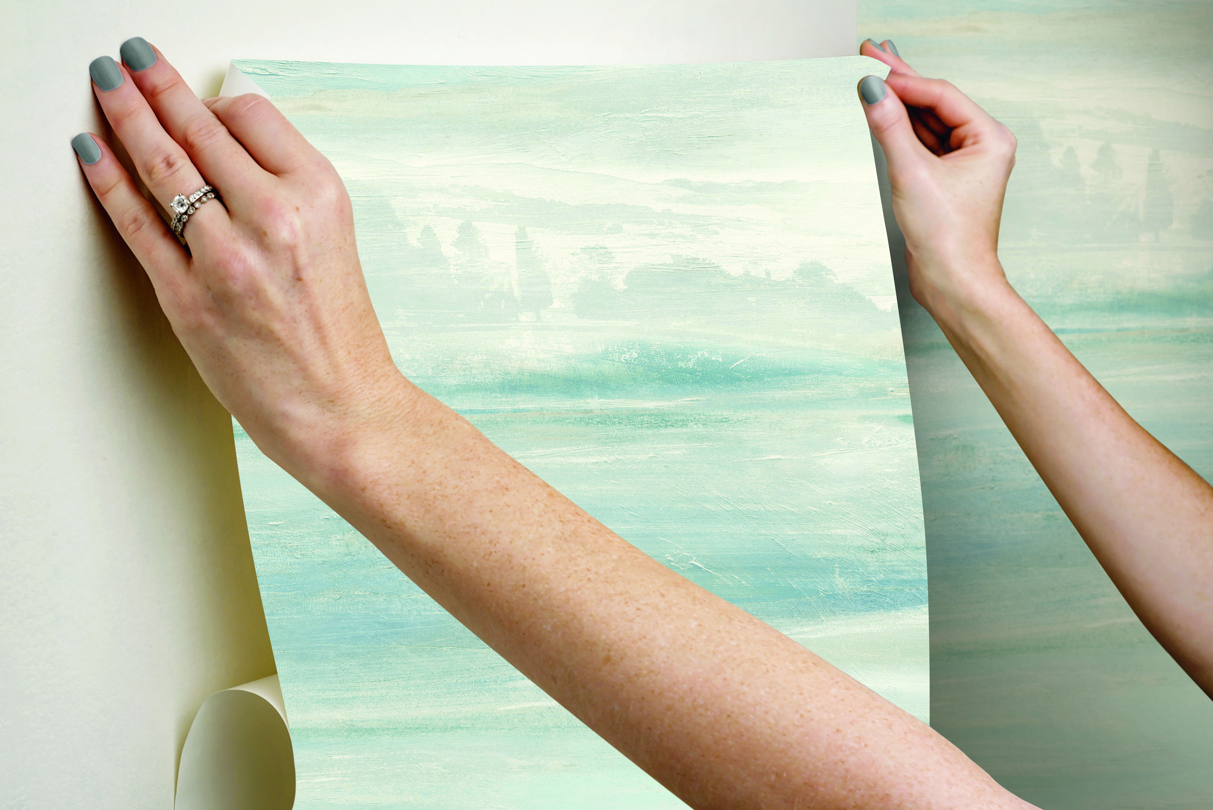 Soothing Mists Scenic Blue Peel & Stick Wallpaper, by York Wall, 20' length x 2'3" width x 0.02" depth View 6