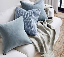 Online Designer Combined Living/Dining Everywhere Velvet Pillow & Down Alternative Insert Bundle, 20" x 20", Cloud Blue