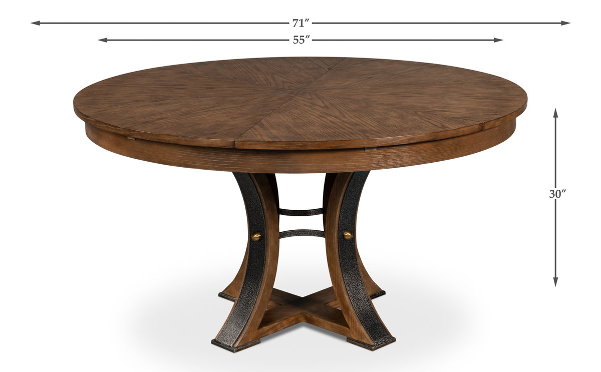 Tower Jupe Dining Table  Med Light Mink, by Sarreid, 4'7" length x 4'7" width x 2'6" height View 13