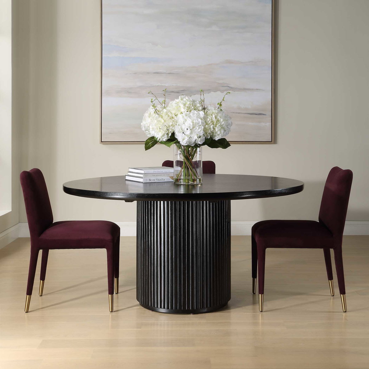 Hersch Round Black Dining Table, by Uttermost, 60" width x 30.5" height x 60" depth View 2