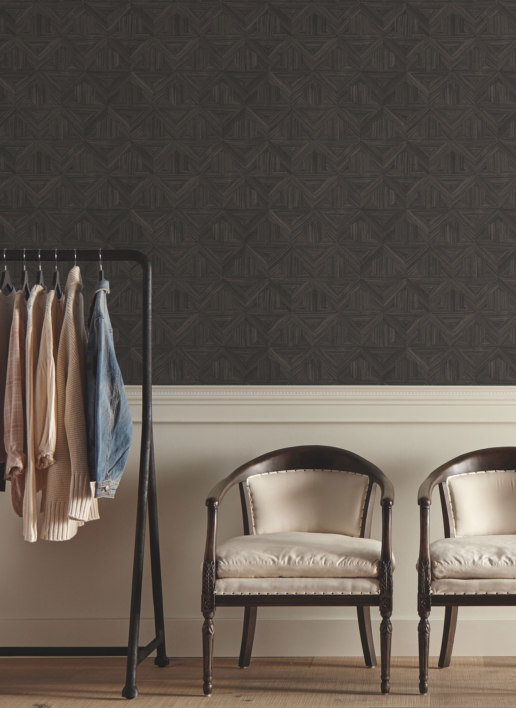 Parquet Black Wallpaper large image 