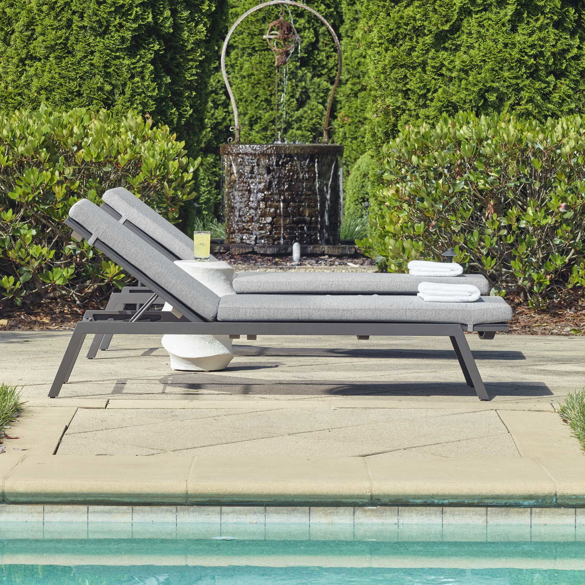 Bea Outdoor Pool Chaise, Outdoor Chaise Lounge by Uttermost, 6'6.75" width x 1'0.5" height x 2'3.5" depth View 4