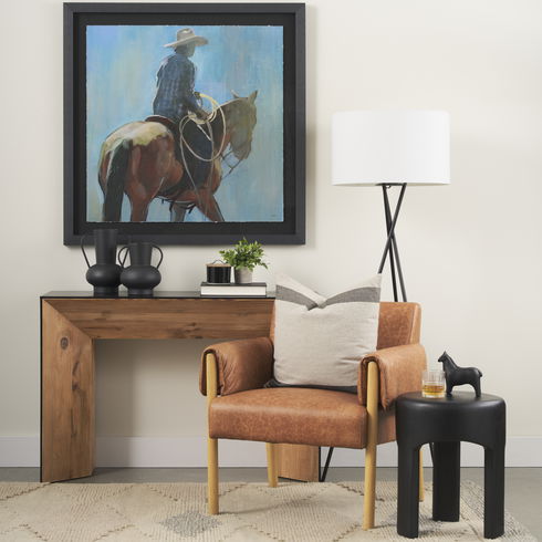 Tasya Large Matte Black with Handles Metal Vase