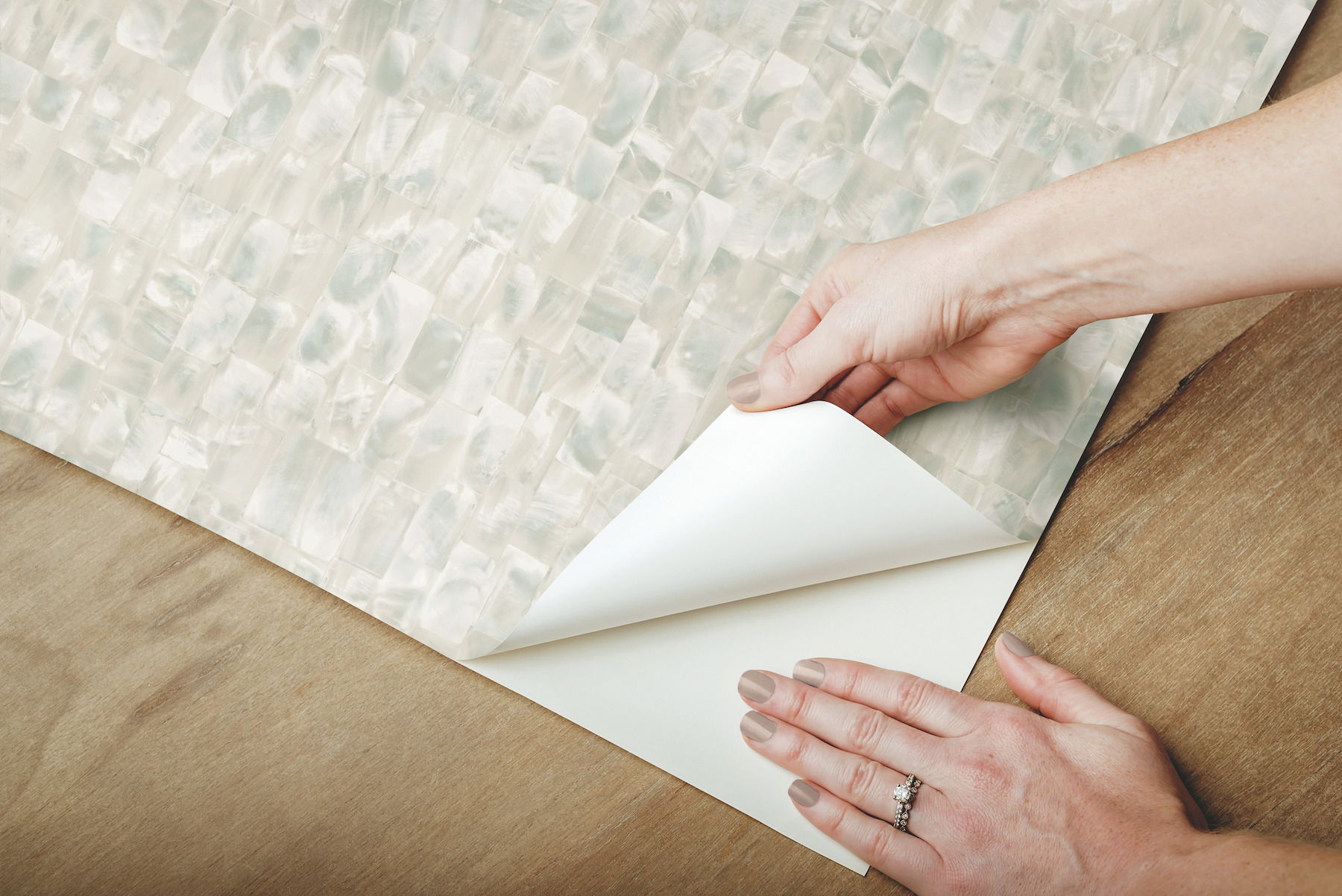 Mother of Pearl Blue & Green Peel & Stick Wallpaper large image 
