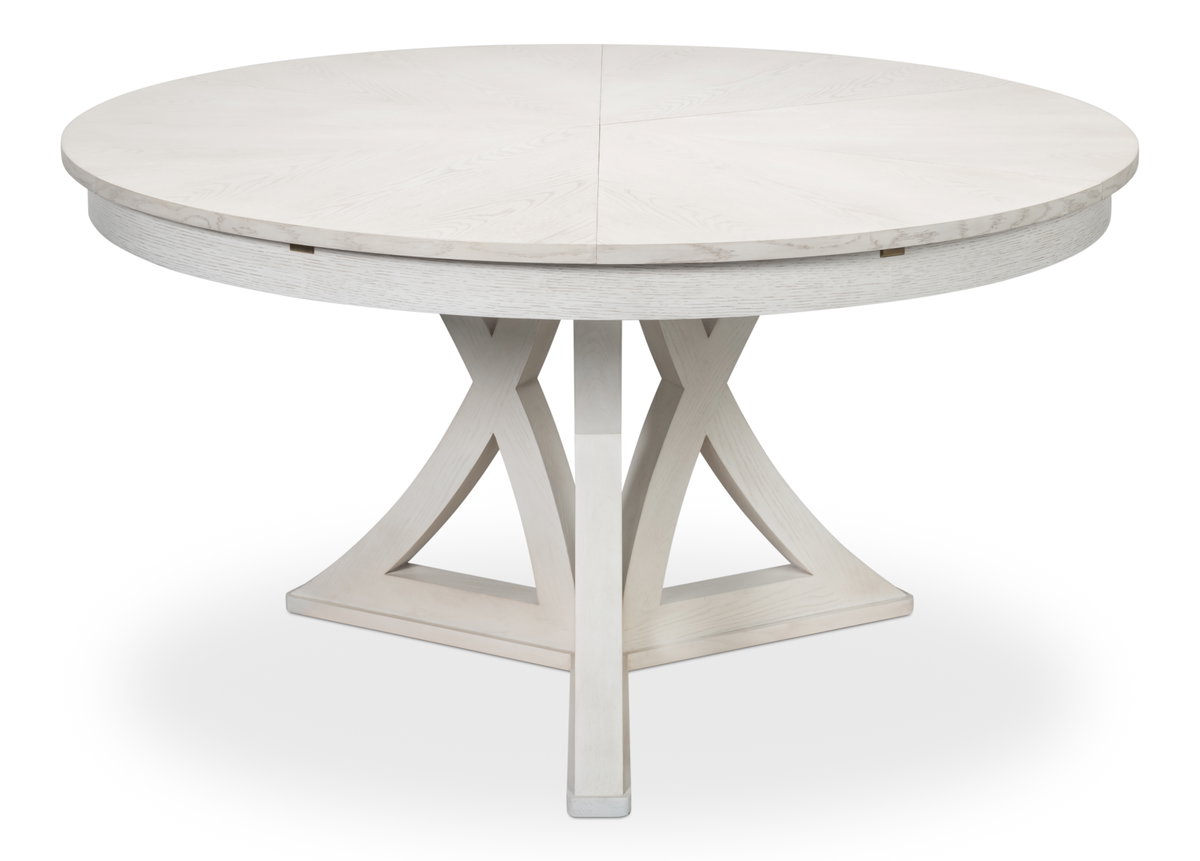 Casual Jupe Dining Table Workingwhite Md, by Sarreid, 4'7" length x 4'7" width x 2'6" height View 1