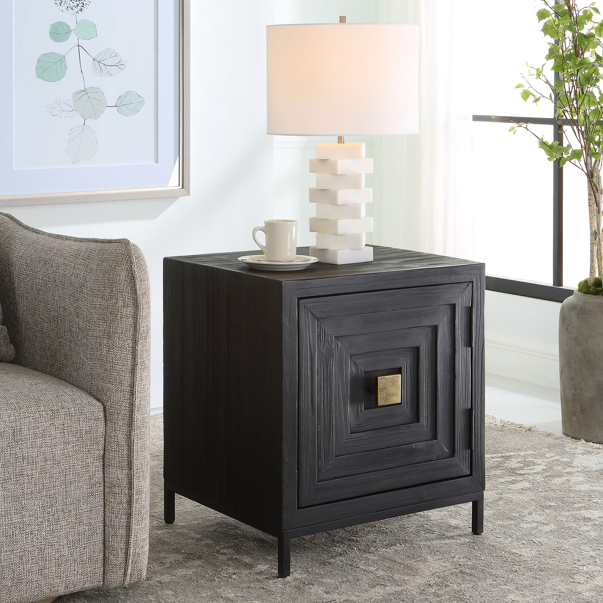 Aiken Geometric Cabinet / End Table, Furniture by Uttermost, 22.25" width x 25.5" height x 20" depth View 2