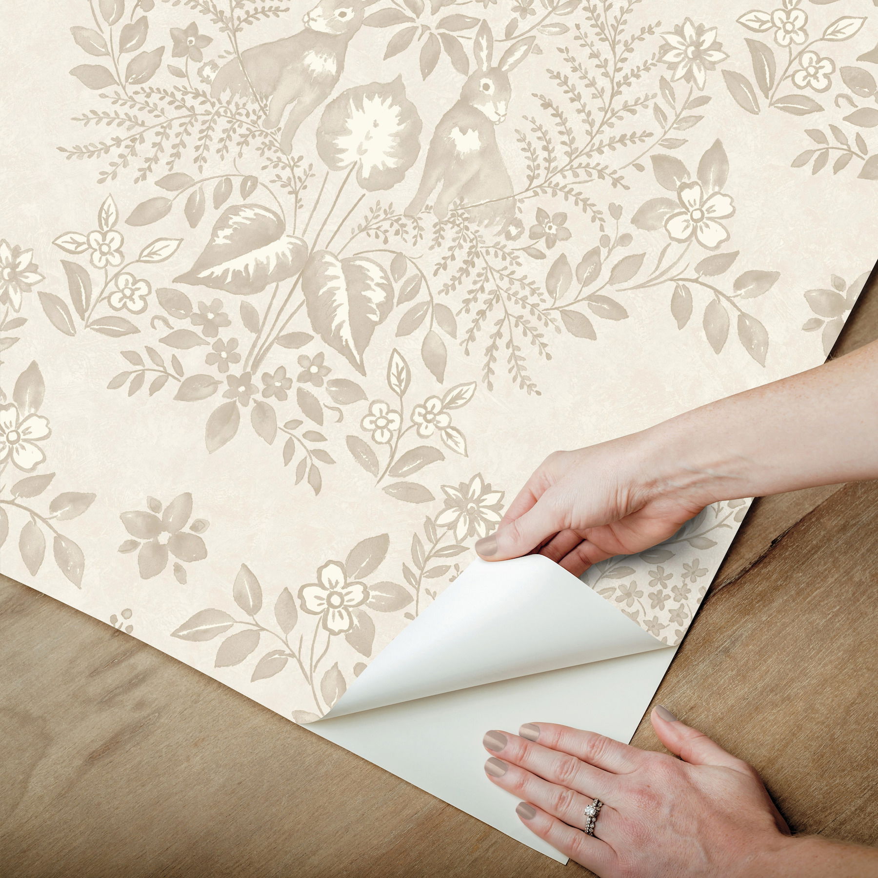 Cottontail Toile Wicker Peel & Stick Wallpaper large image 