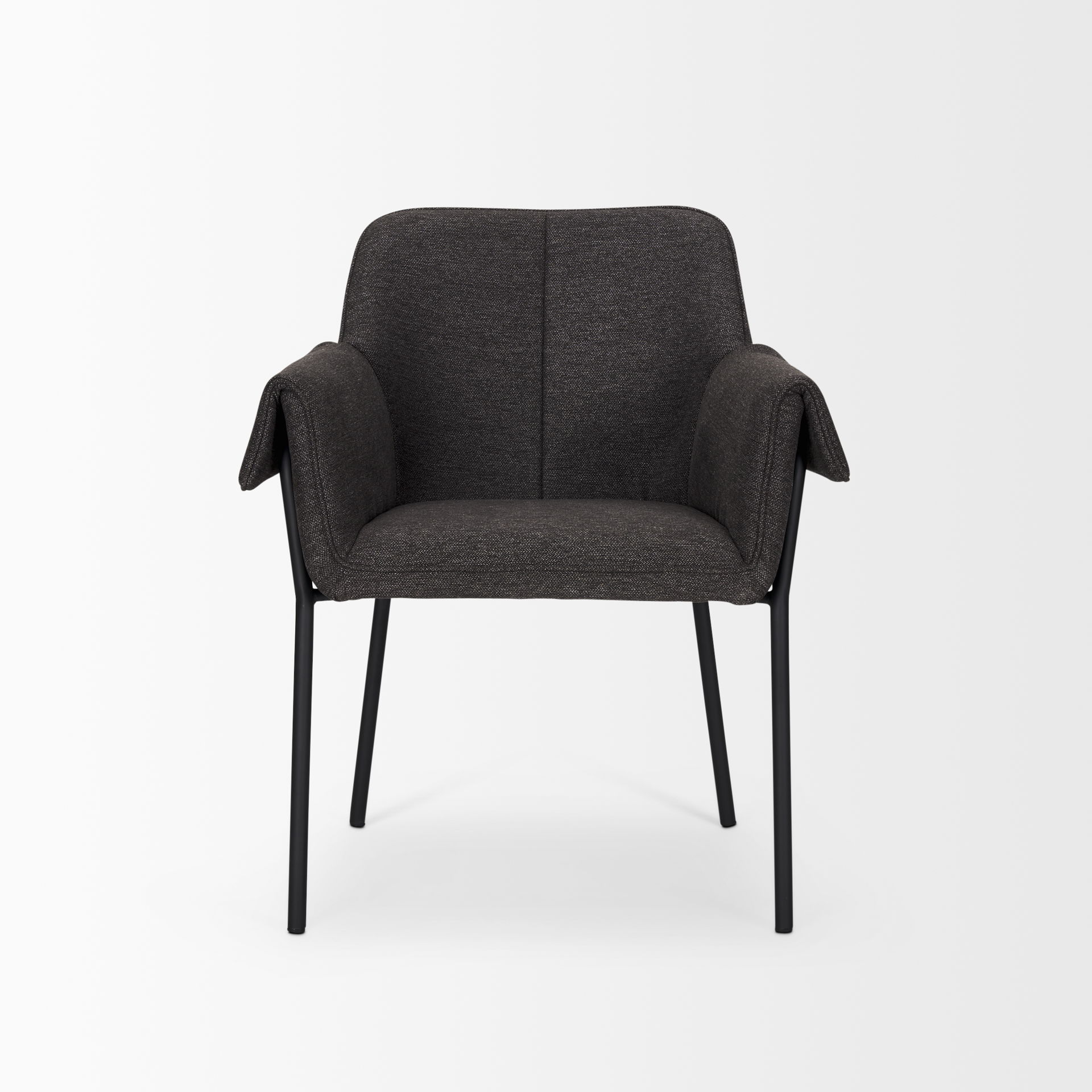 Brently Dining Chair with Gray Fabric & Matte Black Metal Legs large image 