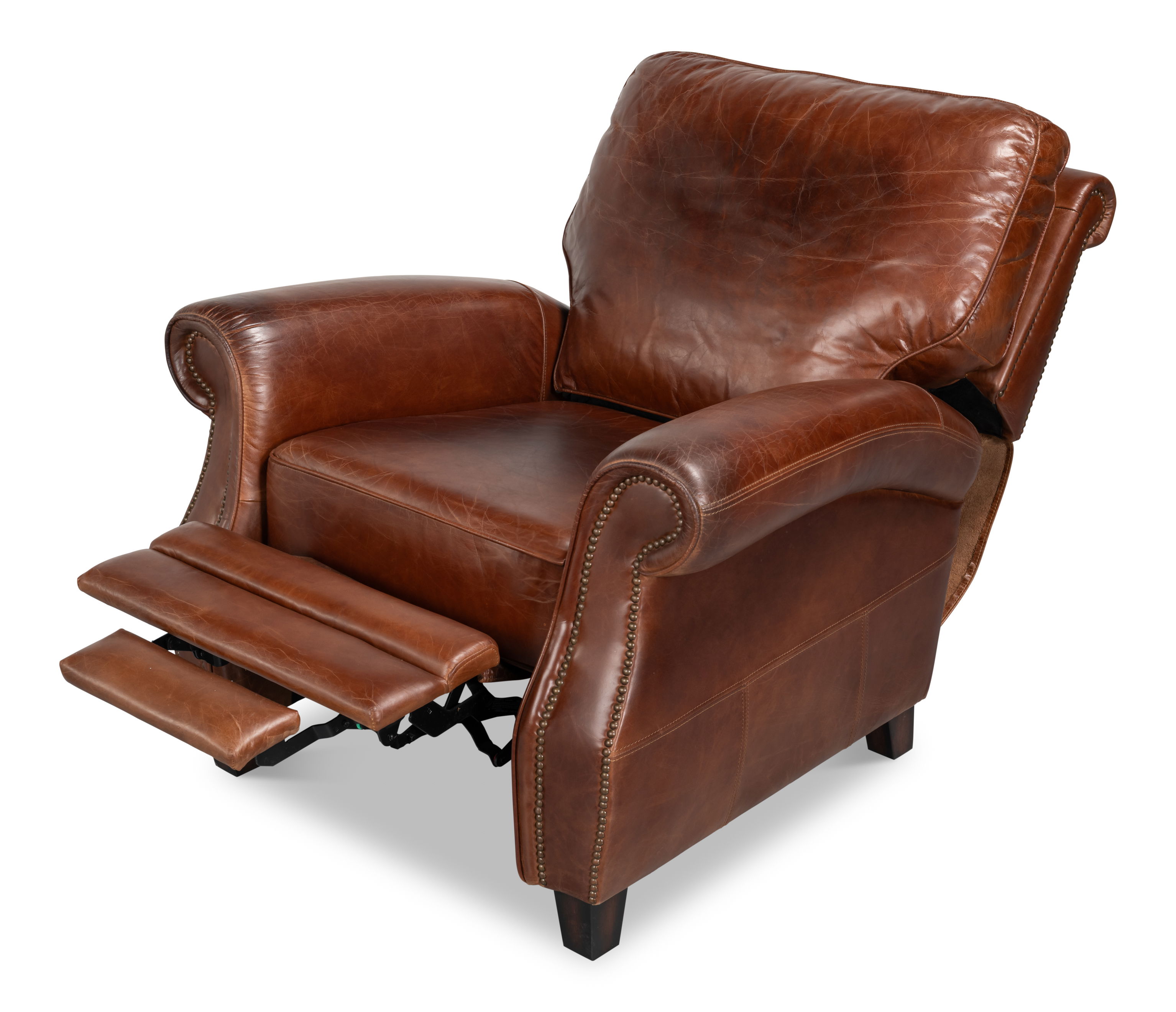Roosevelt Leather Recliner, Seating by Sarreid, 39" length x 38" width x 39" height View 12