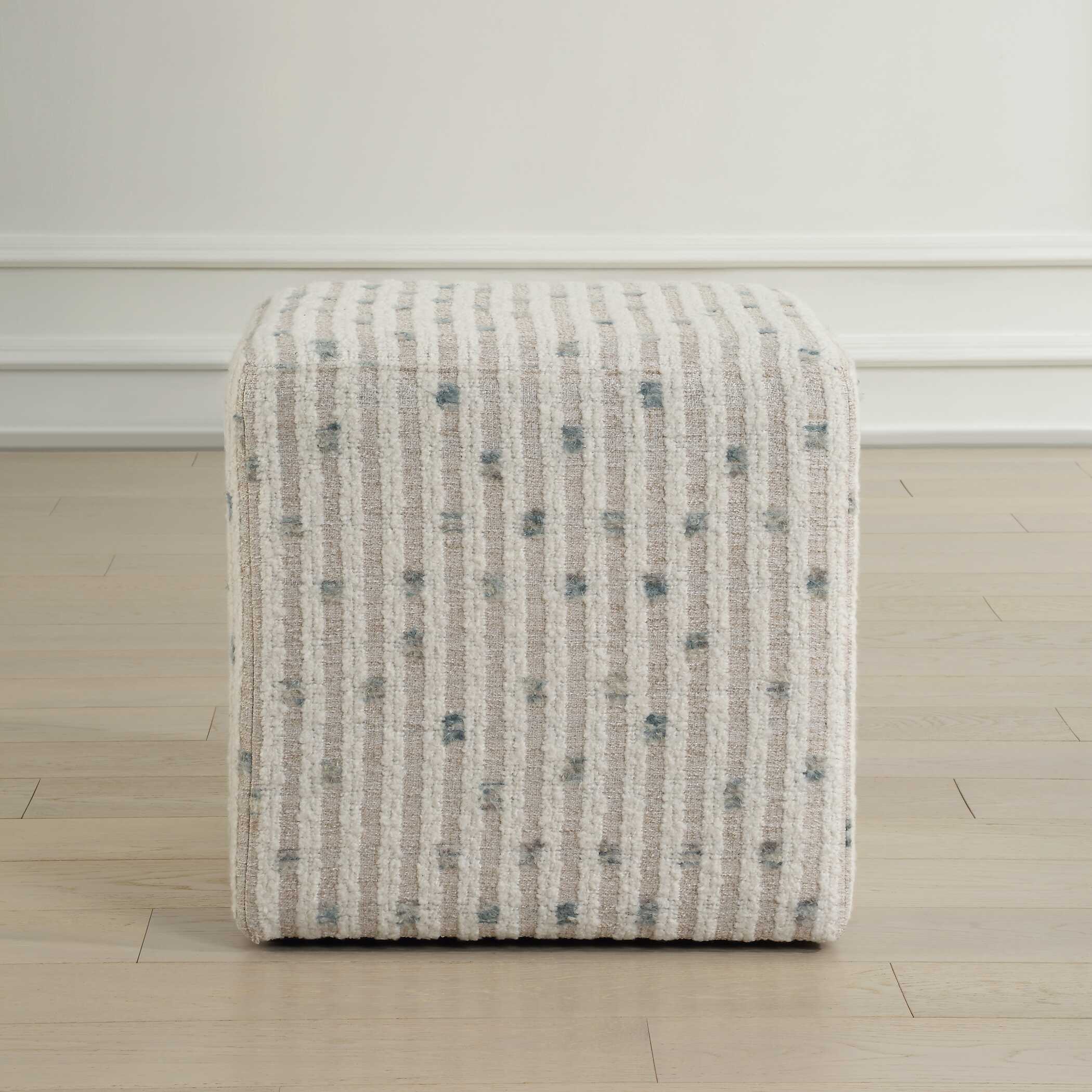 Joie White Chenille Ottoman, Furniture by Uttermost, 18" width x 18" height x 18" depth View 3