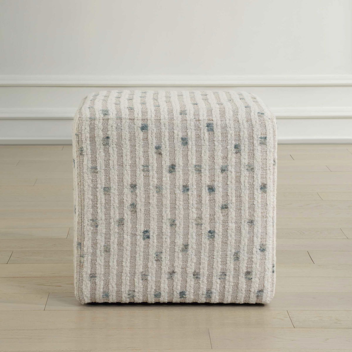 Joie White Chenille Ottoman, by Uttermost, 18" width x 18" height x 18" depth View 3