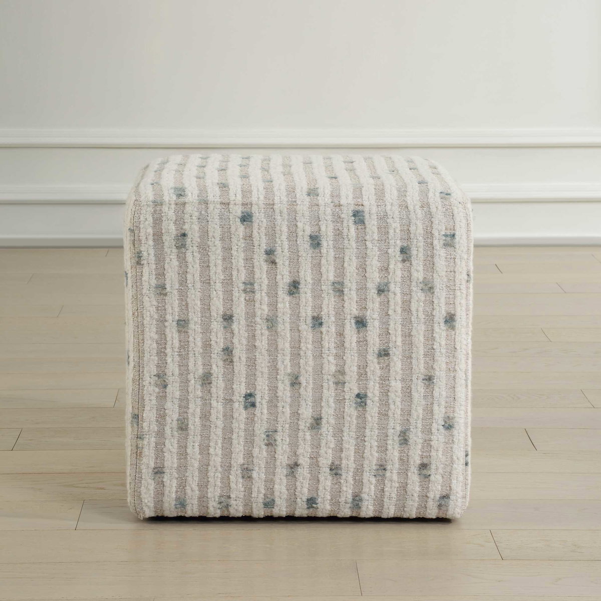 Joie White Chenille Ottoman, by Uttermost, 18" width x 18" height x 18" depth View 3