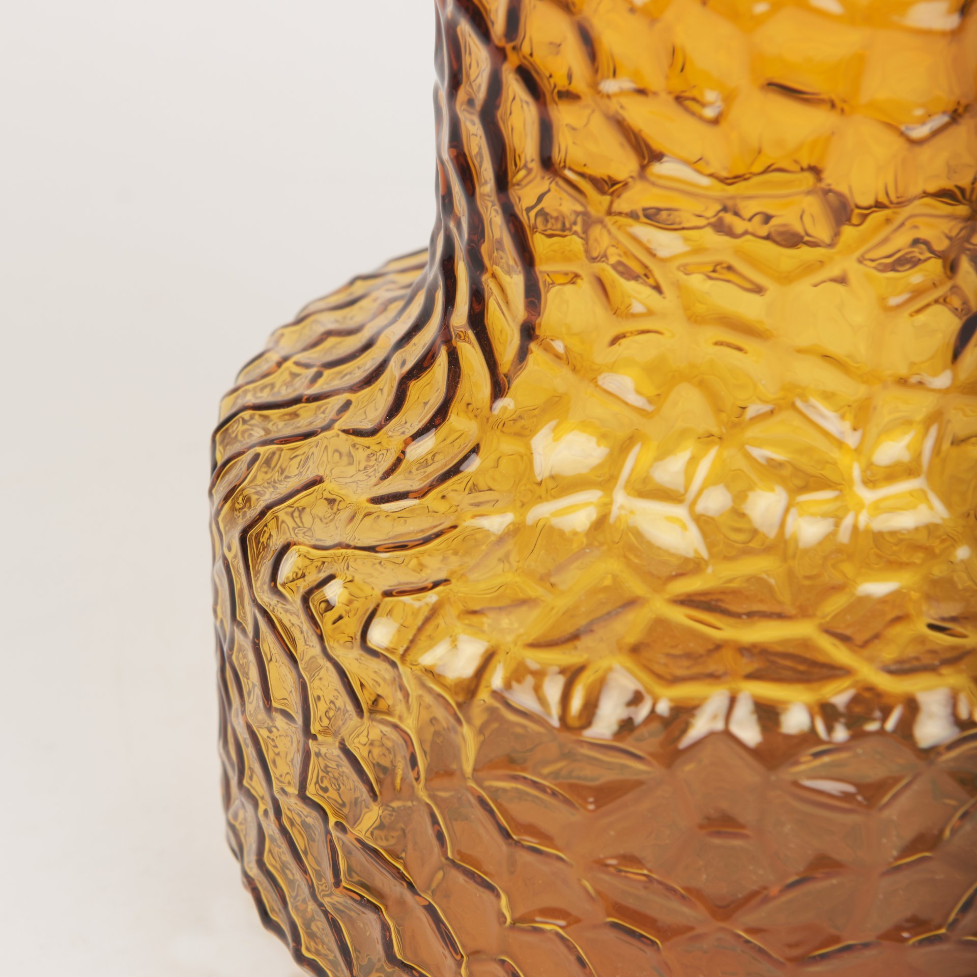 Jolene Short Amber Glass Vase, by Mercana, 6.3" length x 6.3" width x 7.2" height View 9