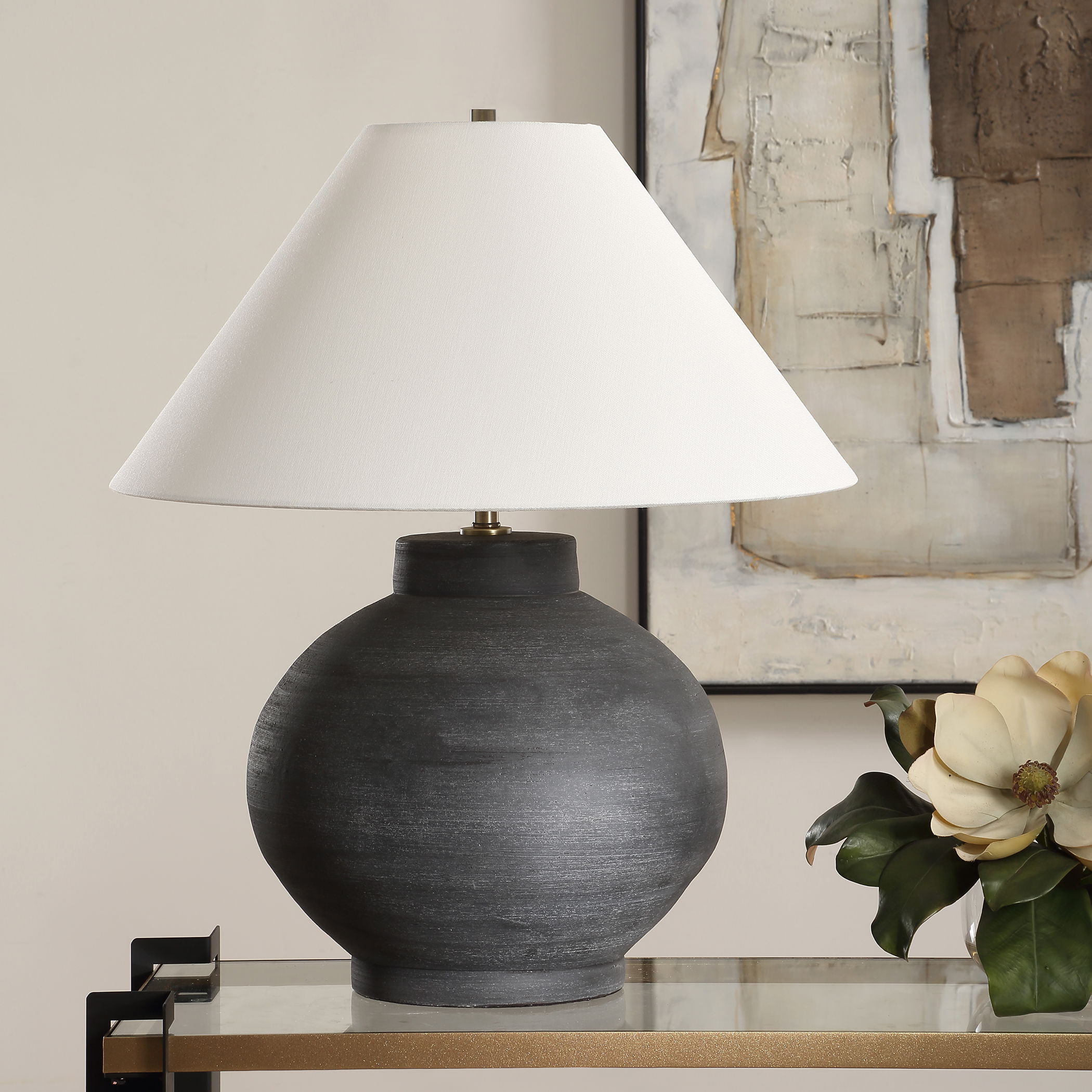 Tramore Rustic Charcoal Table Lamp large image 