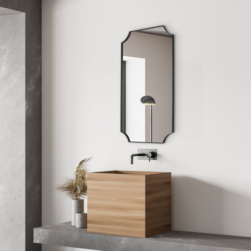 Lennox Black Scalloped Corner Mirror