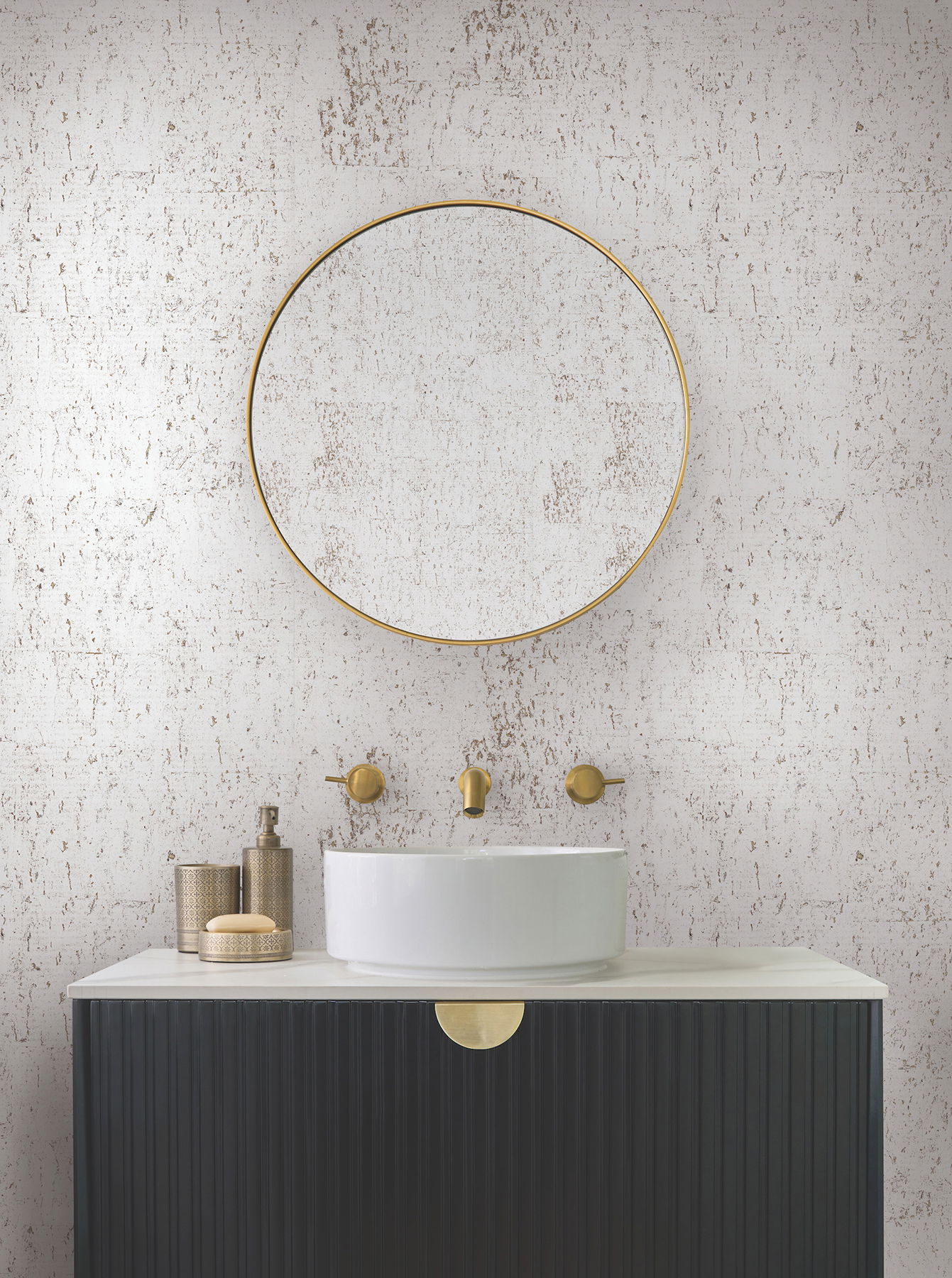 Cork Bright White & Gold Wallpaper large image 