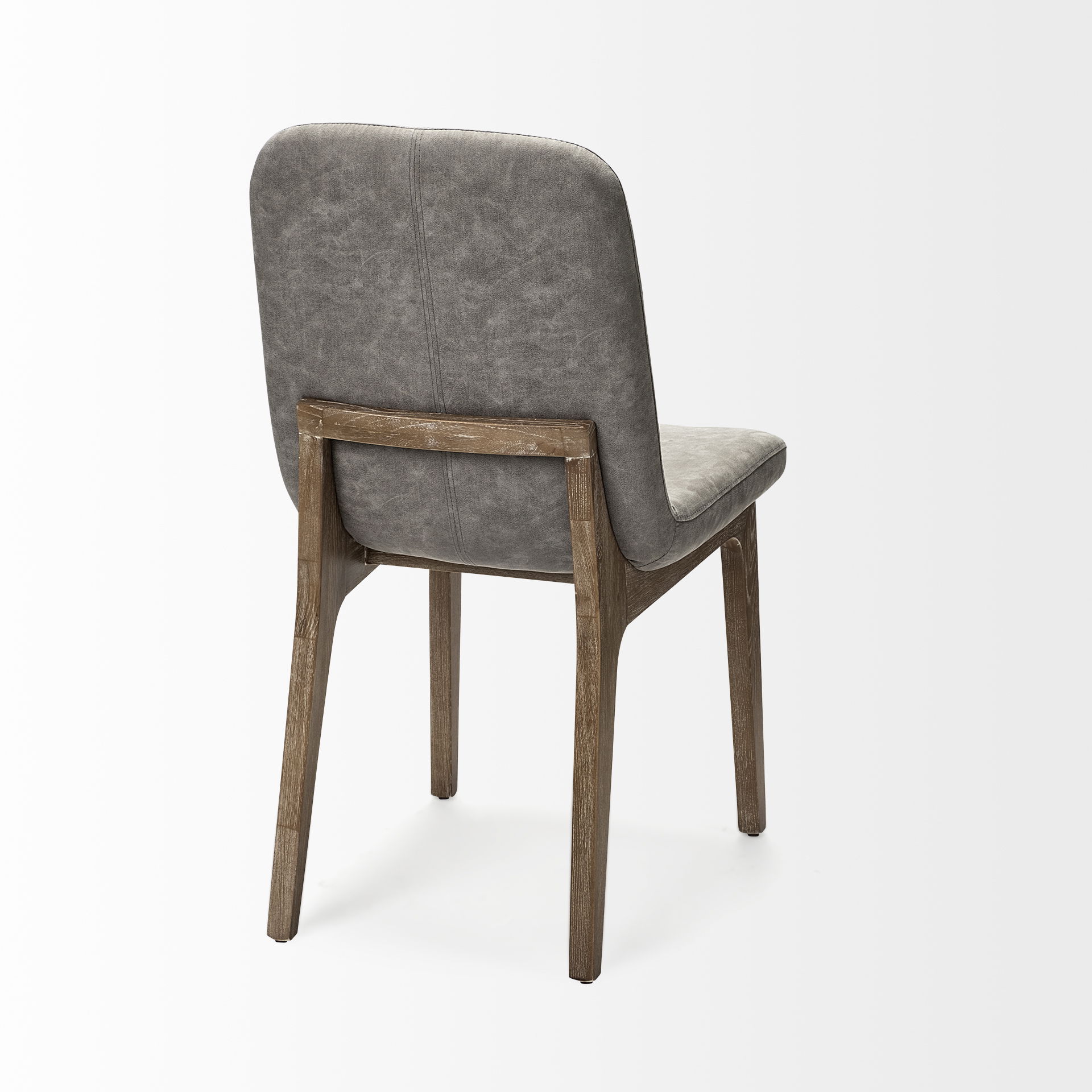 David Grey Fabric Wrap Medium Brown Wood Base Dining Chair, by Mercana, 18.5" length x 26" width x 34.5" height View 7
