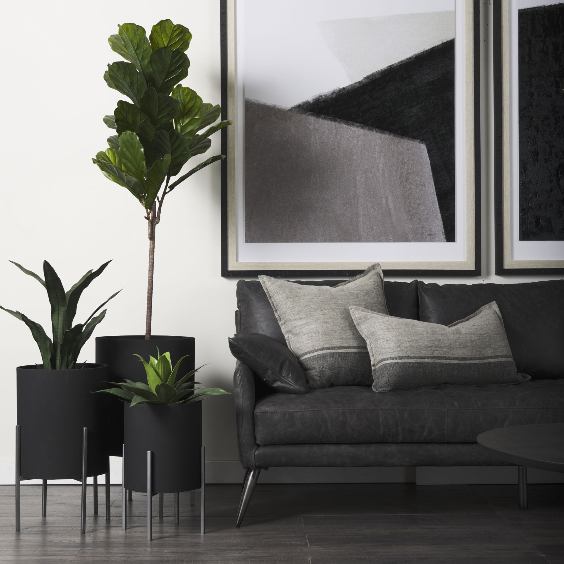 Claypoole (Set of 3) Black Plant Stands, Planter by Mercana, 15" length x 15" width x 24.5" height View 4