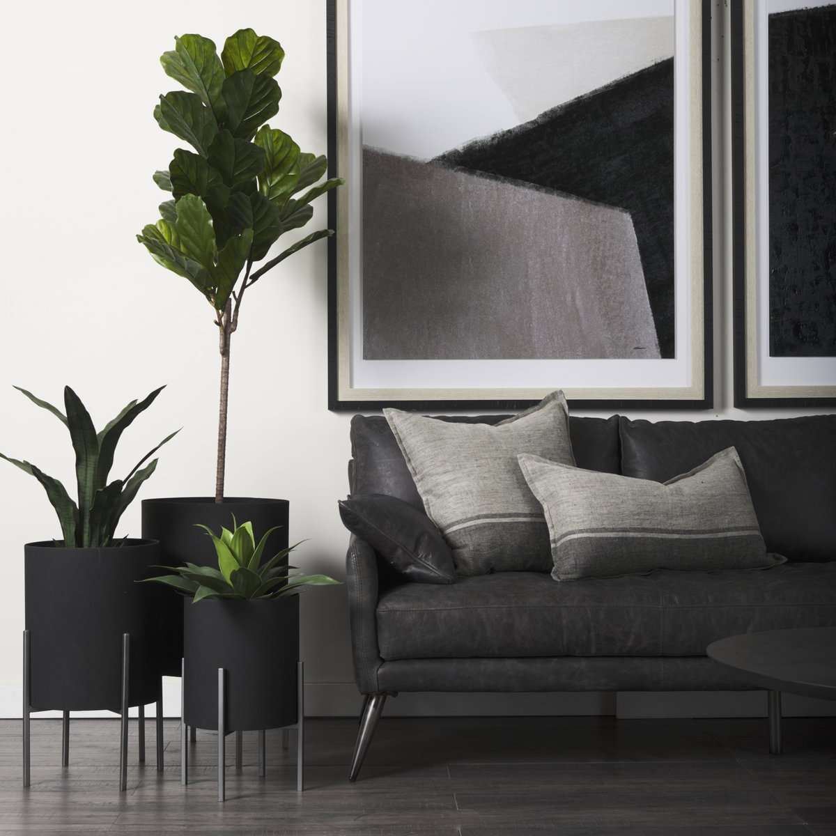 Claypoole (Set of 3) Black Plant Stands, Planter by Mercana, 15" length x 15" width x 24.5" height View 4