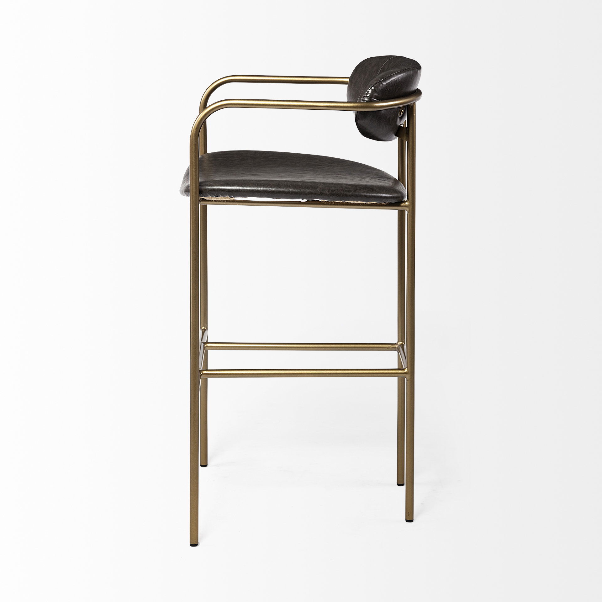 Parker Brown Faux Leather Seat Gold Metal Bar Stool large image 