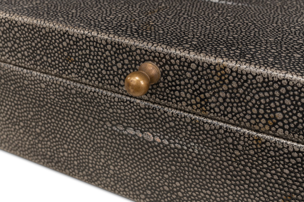 Gatsburg  Shagreen Box  Ant.Grey S/2, by Sarreid, 6" length x 1' width x 3" height View 12