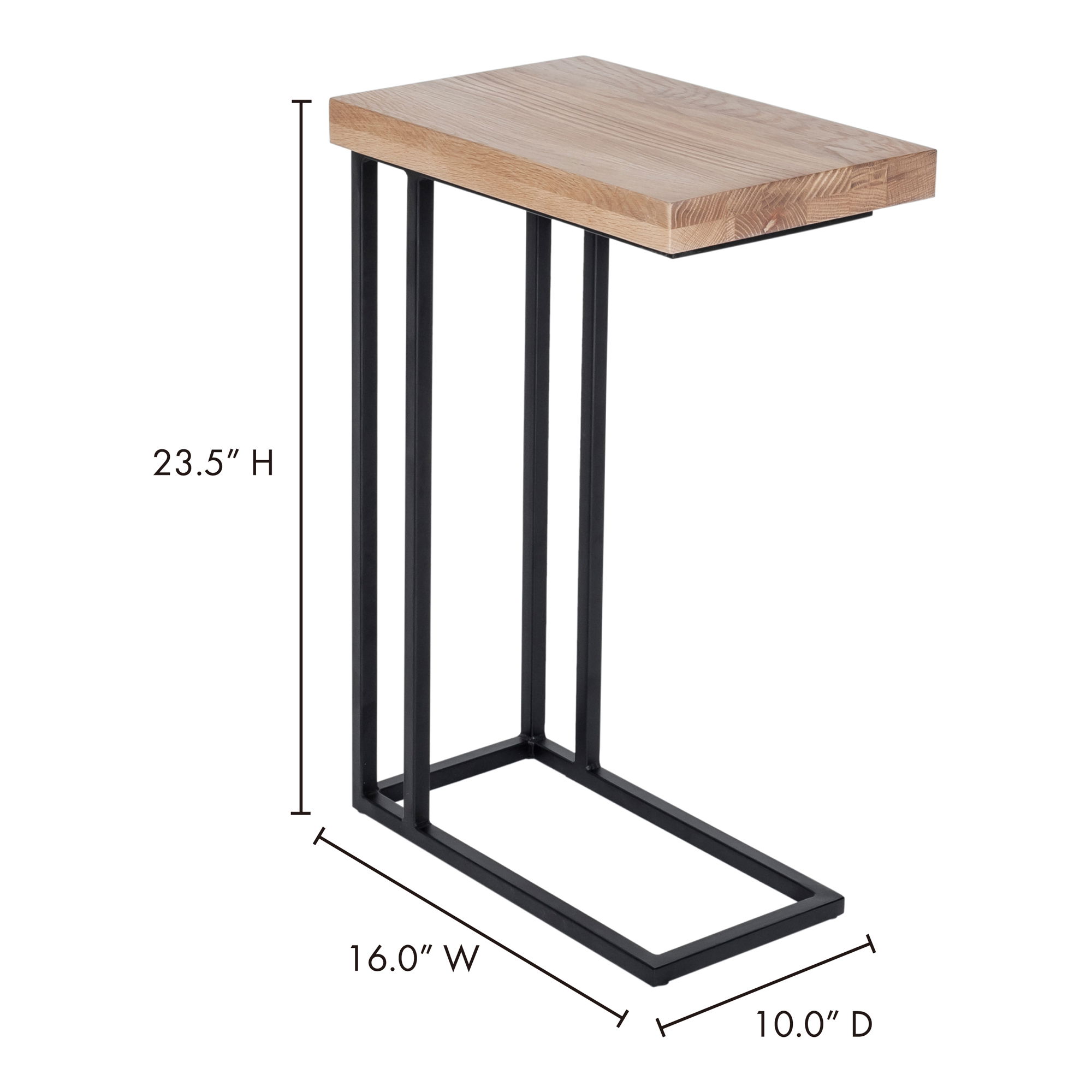Mila C Shaped Side Table Natural, Side & End Table by Moe's Home, 16.5" width x 23.5" height x 10" depth View 10